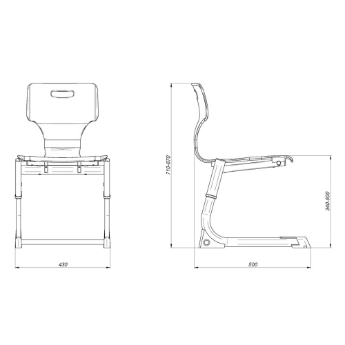 Стул ученический регулируемый «L 40x20» на плоскоовальной трубе в Нижнем Новгороде